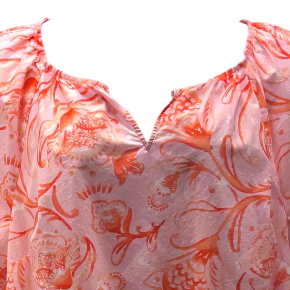 Talbots Crop Floral Top‎ Pink Peach 1X - Picture 3 of 12